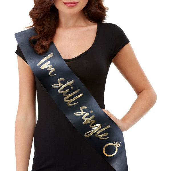 Hen Party Funny Sashes, 6Pk, Black & Gold - Adult Weekender