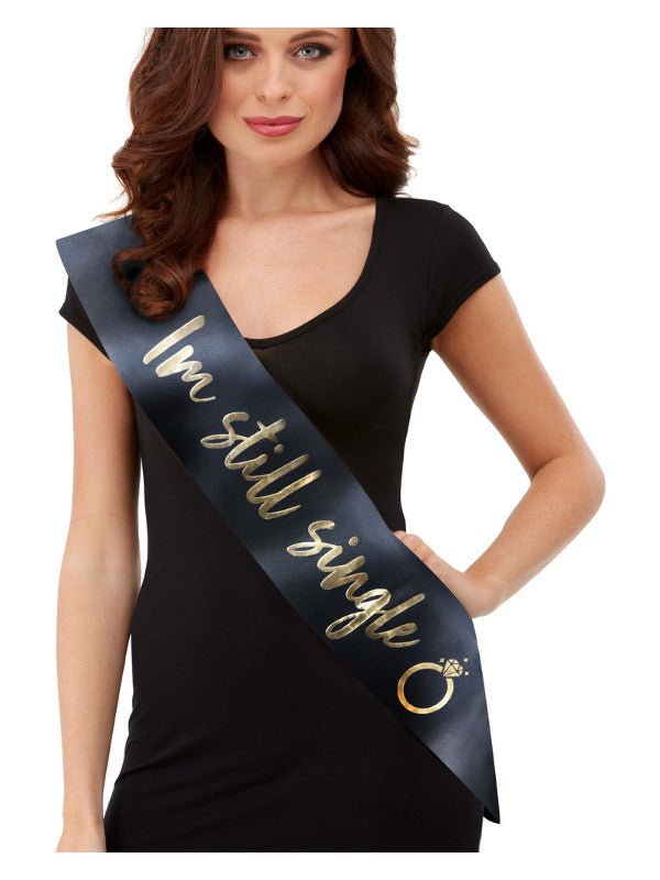 Hen Party Funny Sashes, 6Pk, Black &amp; Gold - Adult Weekender