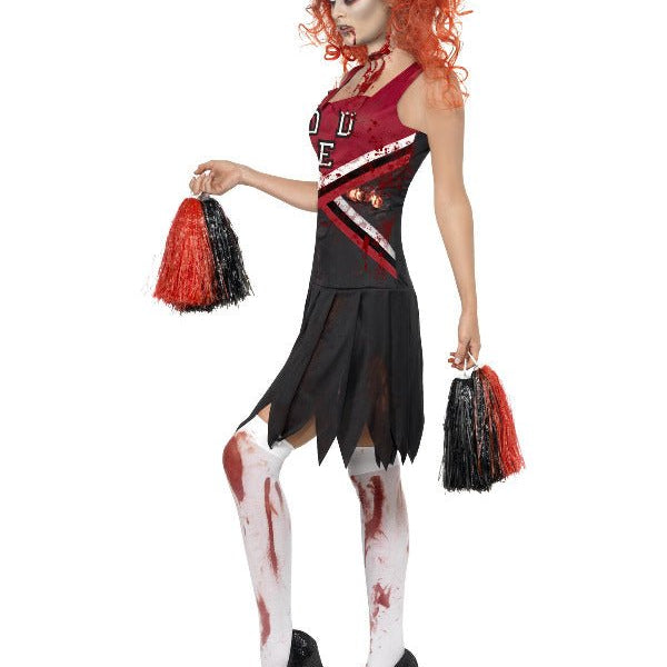 High School Horror Cheerleader Costume, Red & Blac - Adult Weekender