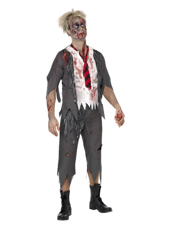 High School Horror Zombie Schoolboy Costume, Grey - Adult Weekender