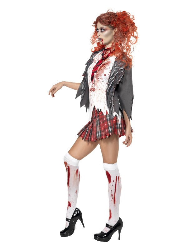 High School Horror Zombie Schoolgirl Costume, Grey - Adult Weekender
