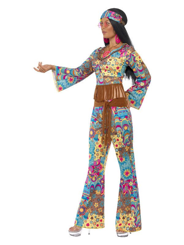 Hippy Flower Power Costume, Multi - Coloured - Adult Weekender