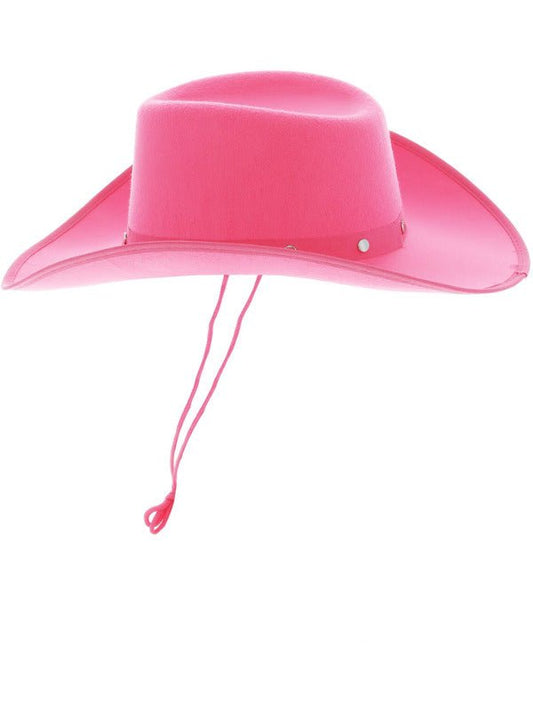 Hot Pink Cowboy Hat, Felt, with Cord - Adult Weekender