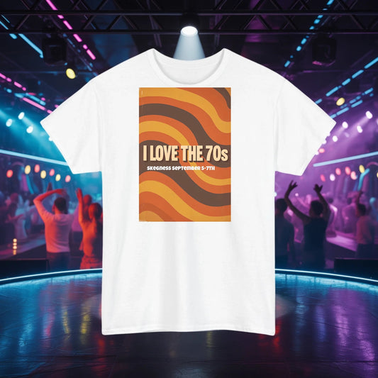 I love the 70s - Adult Weekender Front and Back Personalised Unisex Heavy T-Shirt - 70s - Adult Weekender