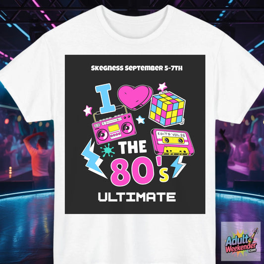 I LOVE THE 80S - Adult Weekender Front and Back Personalised Unisex Heavy T-Shirt 80s - Adult Weekender