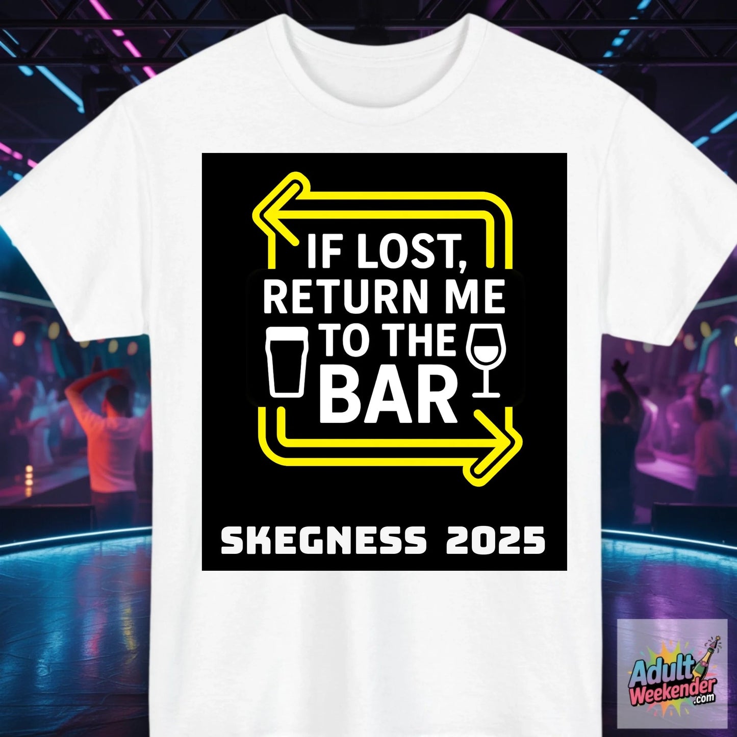 If lost return me to the bar - Adult Weekender Unisex Heavy T-Shirt - Hen Weekends - Adult Weekender