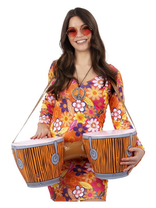 Inflatable Hippie Bongo Drums, with Strap - Adult Weekender