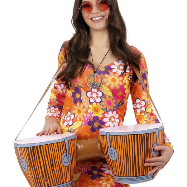 Inflatable Hippie Bongo Drums, with Strap - Adult Weekender