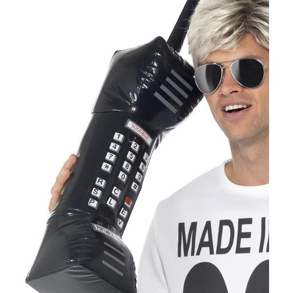 Inflatable Retro Mobile Phone, Black - Adult Weekender