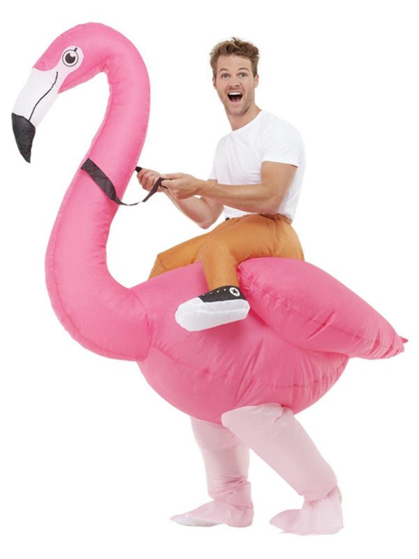 Inflatable Ride Em Flamingo Costume, Pink - Adult Weekender