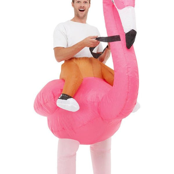 Inflatable Ride Em Flamingo Costume, Pink - Adult Weekender