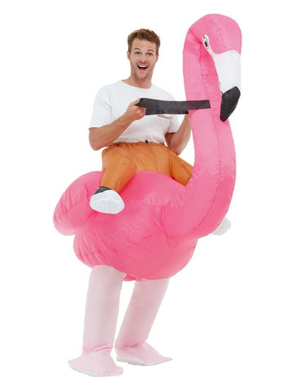Inflatable Ride Em Flamingo Costume, Pink - Adult Weekender