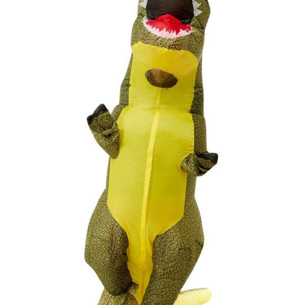 Inflatable T - Rex Dinosaur Costume, Green - Adult Weekender