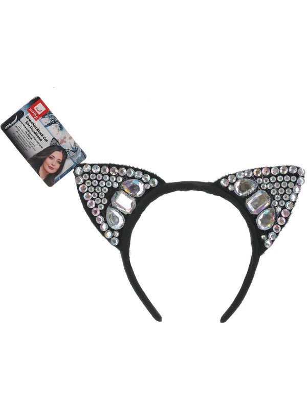 Jewelled Black Cat Ear Headband - Adult Weekender