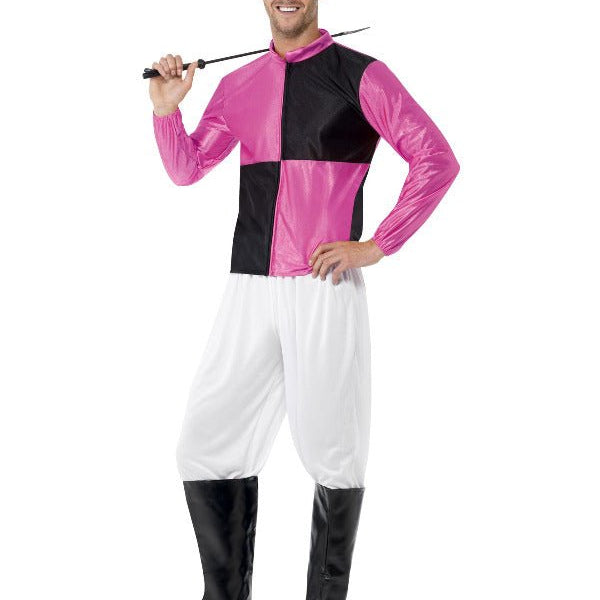 Jockey Costume, Pink & Black - Adult Weekender