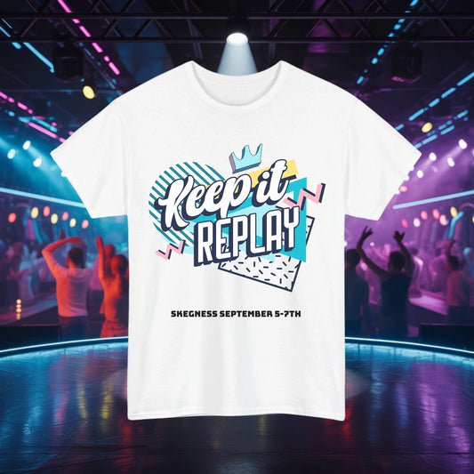 Keep it Replay - Adult Weekender Front and Back Personalised Unisex Heavy T-Shirt Replay - Adult Weekender
