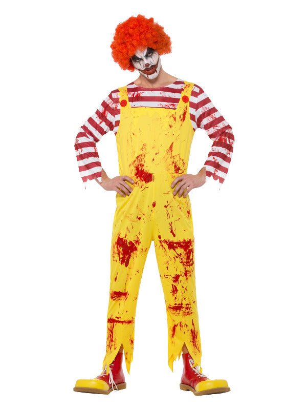 Kreepy Killer Clown Costume, Yellow &amp; Red - Adult Weekender