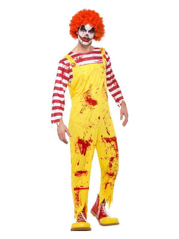 Kreepy Killer Clown Costume, Yellow &amp; Red - Adult Weekender