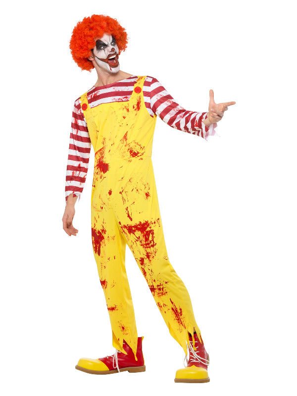 Kreepy Killer Clown Costume, Yellow &amp; Red - Adult Weekender