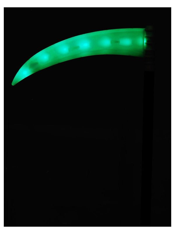 Light Up Green LED Scythe, Adjustable, 5pcs - Adult Weekender