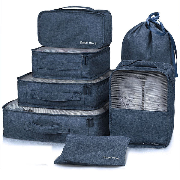 7pcs Packing Cubes Luggage Storage Organiser Travel Compression Suitcase Bags