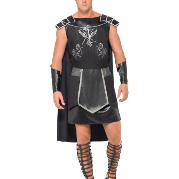Male Dark Gladiator Costume, Black - Adult Weekender