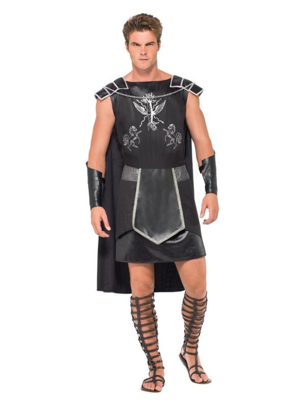 Male Dark Gladiator Costume, Black - Adult Weekender
