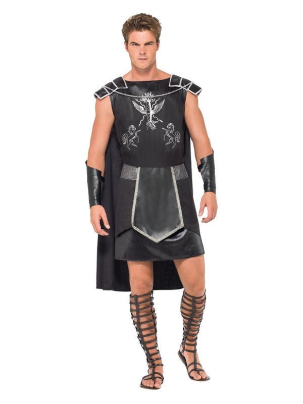 Male Dark Gladiator Costume, Black - Adult Weekender
