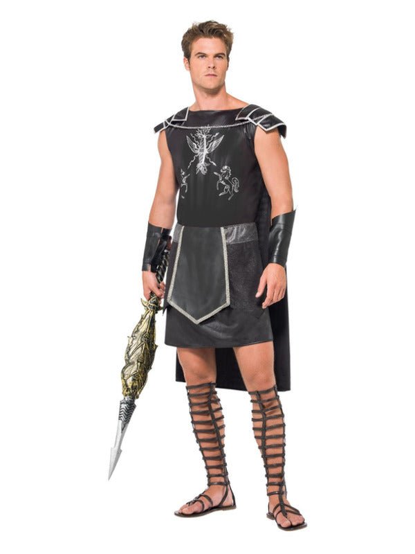 Male Dark Gladiator Costume, Black - Adult Weekender