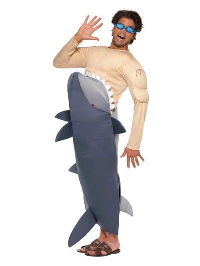 Man - Eating Shark Costume, Grey - Adult Weekender