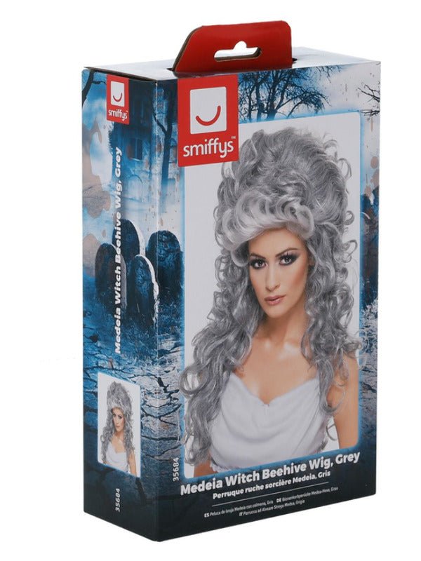 Medeia Witch Beehive Wig, Grey - Adult Weekender