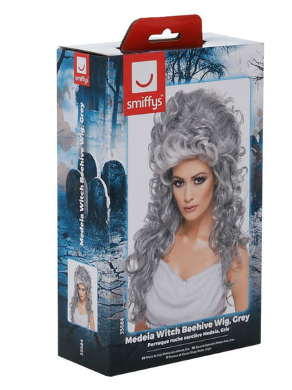 Medeia Witch Beehive Wig, Grey - Adult Weekender