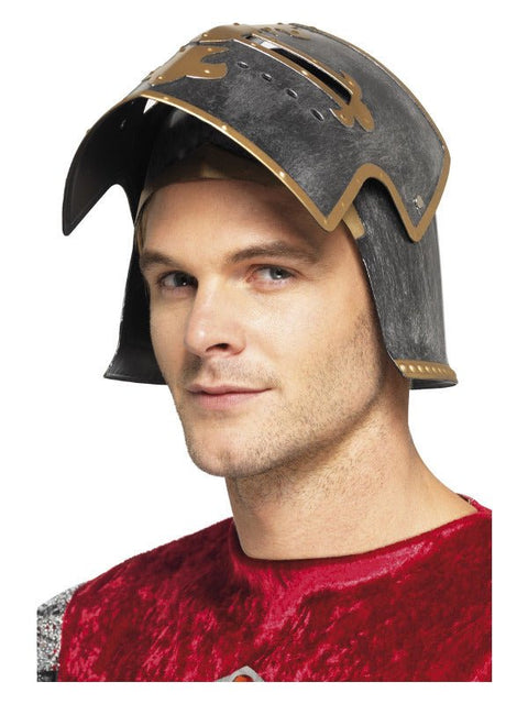 Medieval Crusader Helmet, Silver - Adult Weekender