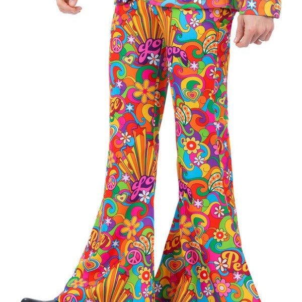 Mens Rainbow Peace Flared Trousers - Adult Weekender