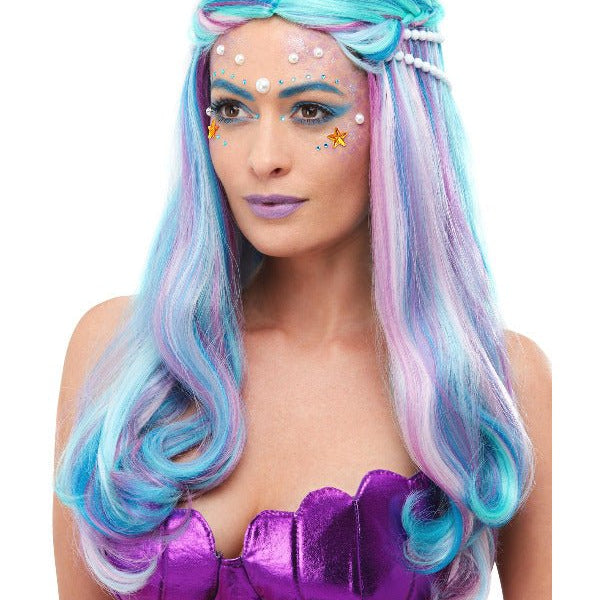 Mermaid Wig, Blue - Adult Weekender