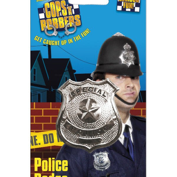 Metal Police Badge, Silver - Adult Weekender