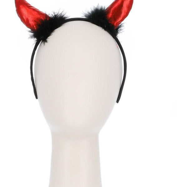 Metallic Devil Horn Headband, Red & Black - Adult Weekender