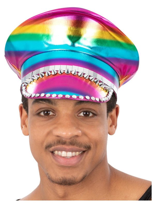 Metallic Studded Rainbow Captains Hat - Adult Weekender