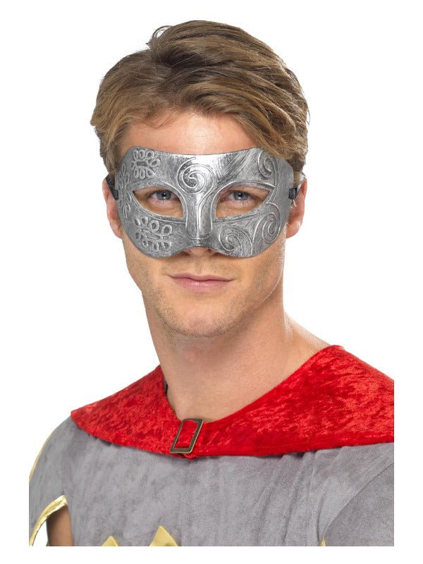 Metallic Warrior Colombina Eyemask, Silver - Adult Weekender