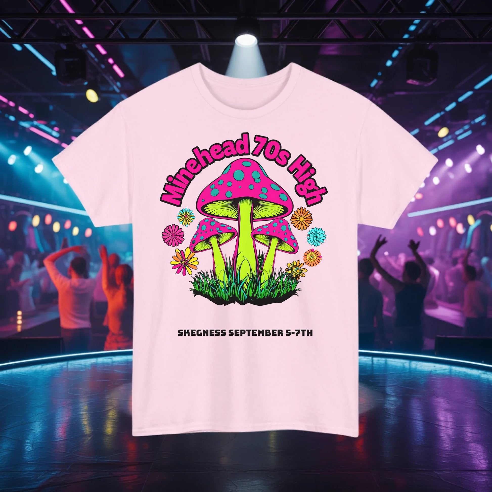 Minehead 70s High - Adult Weekender Front and Back Personalised Unisex Heavy T-Shirt 70s - Adult Weekender