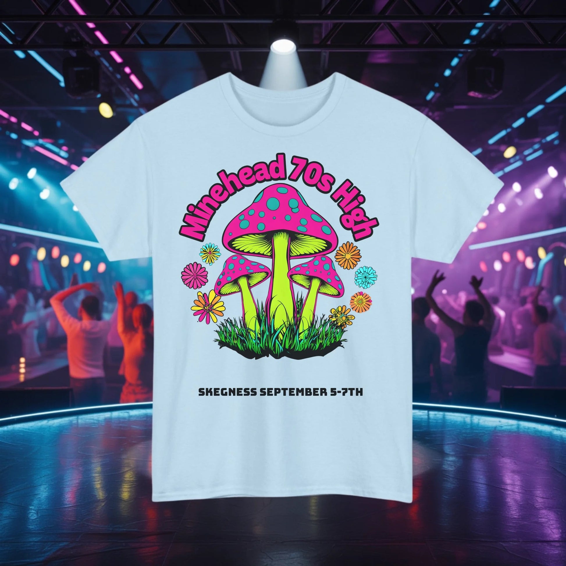 Minehead 70s High - Adult Weekender Front and Back Personalised Unisex Heavy T-Shirt 70s - Adult Weekender