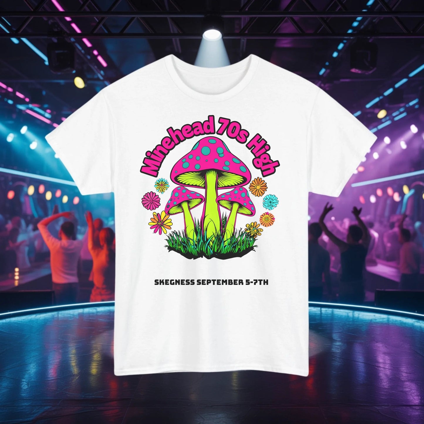 Minehead 70s High - Adult Weekender Front and Back Personalised Unisex Heavy T-Shirt 70s - Adult Weekender