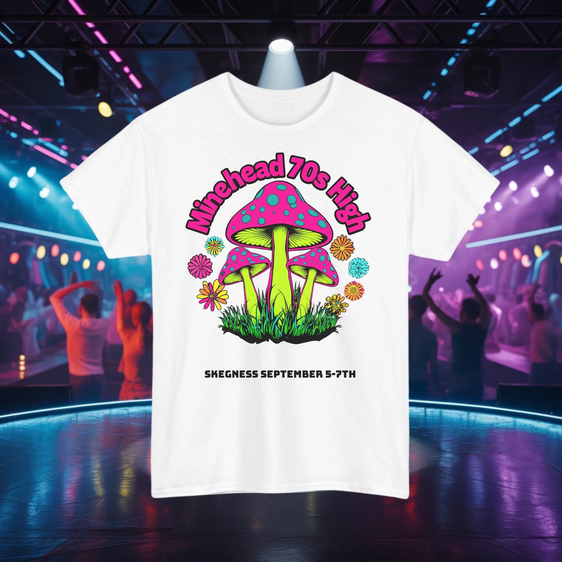 Minehead 70s High - Adult Weekender Front and Back Personalised Unisex Heavy T-Shirt 70s - Adult Weekender
