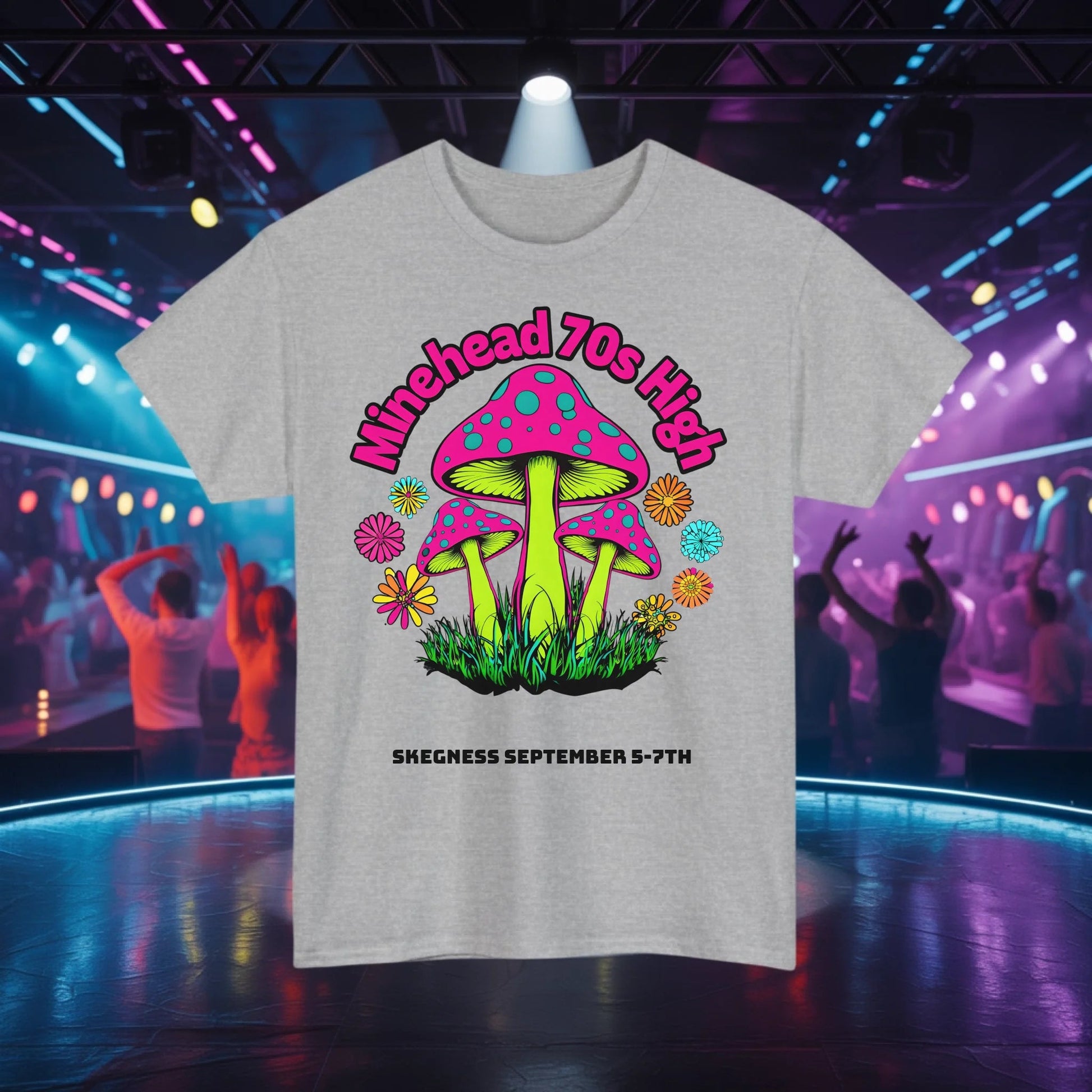Minehead 70s High - Adult Weekender Front and Back Personalised Unisex Heavy T-Shirt 70s - Adult Weekender