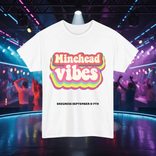 Minehead Vibes - Adult Weekender Front and Back Personalised Unisex Heavy T-Shirt 70s - Adult Weekender