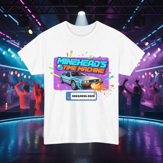 Mineheads Time Machine - Adult Weekender Front and Back Personalised Unisex Heavy T-Shirt Replay - Adult Weekender