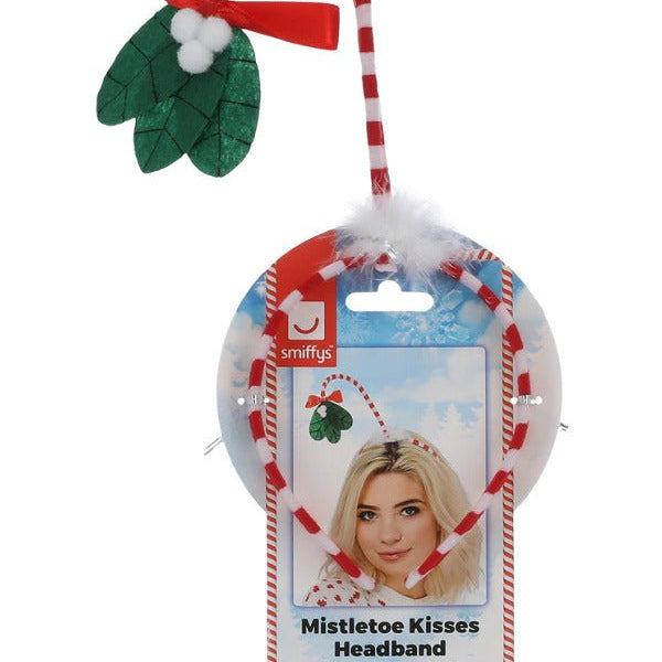 Mistletoe Kisses Headband, Red & White - Adult Weekender