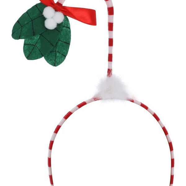 Mistletoe Kisses Headband, Red & White - Adult Weekender