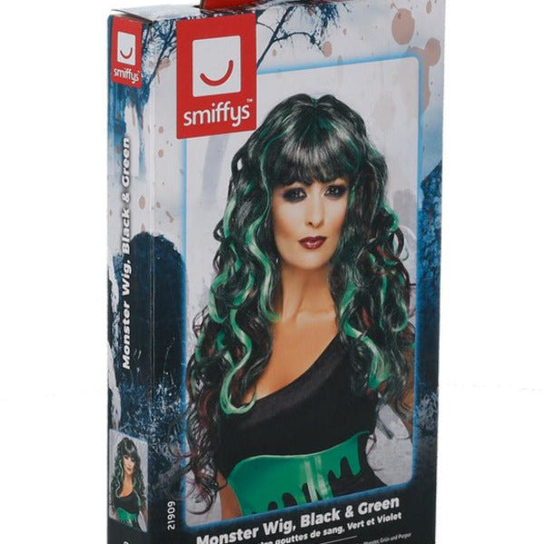 Monster Wig, Black & Green - Adult Weekender
