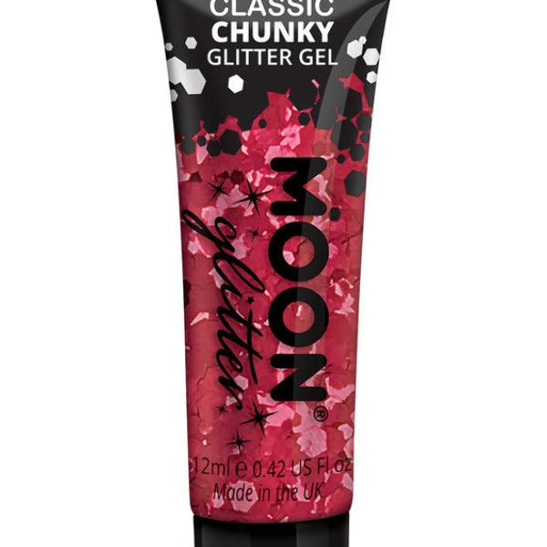 Moon Glitter Classic Chunky Glitter Gel, Red - Adult Weekender